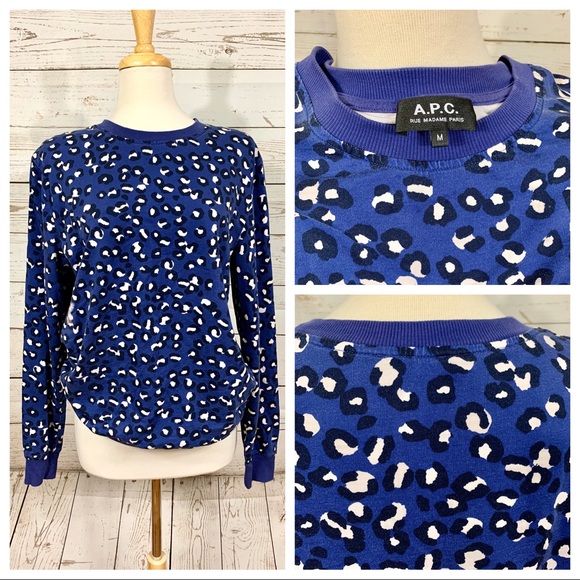 A.P.C. Tops - APC blue leopard long sleeve uni-sex M/M W/L